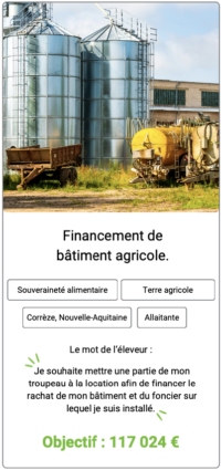 Fiche projet - Financement de bâtiment agricole