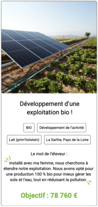 Fiche projet - Développement d'une exploitation bio